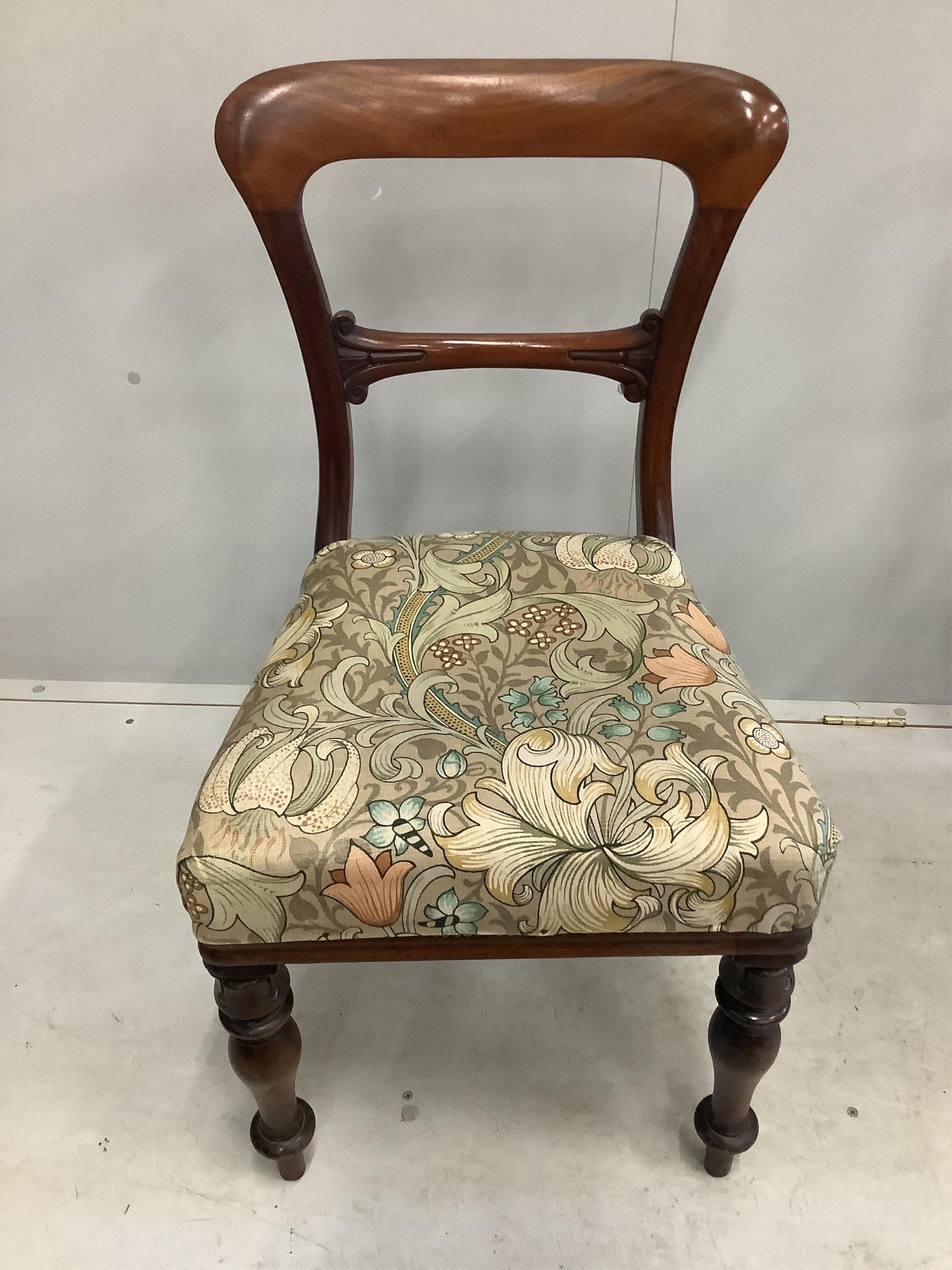 A pair of William IV mahogany dining chairs and another similar chair. Condition - fair to good